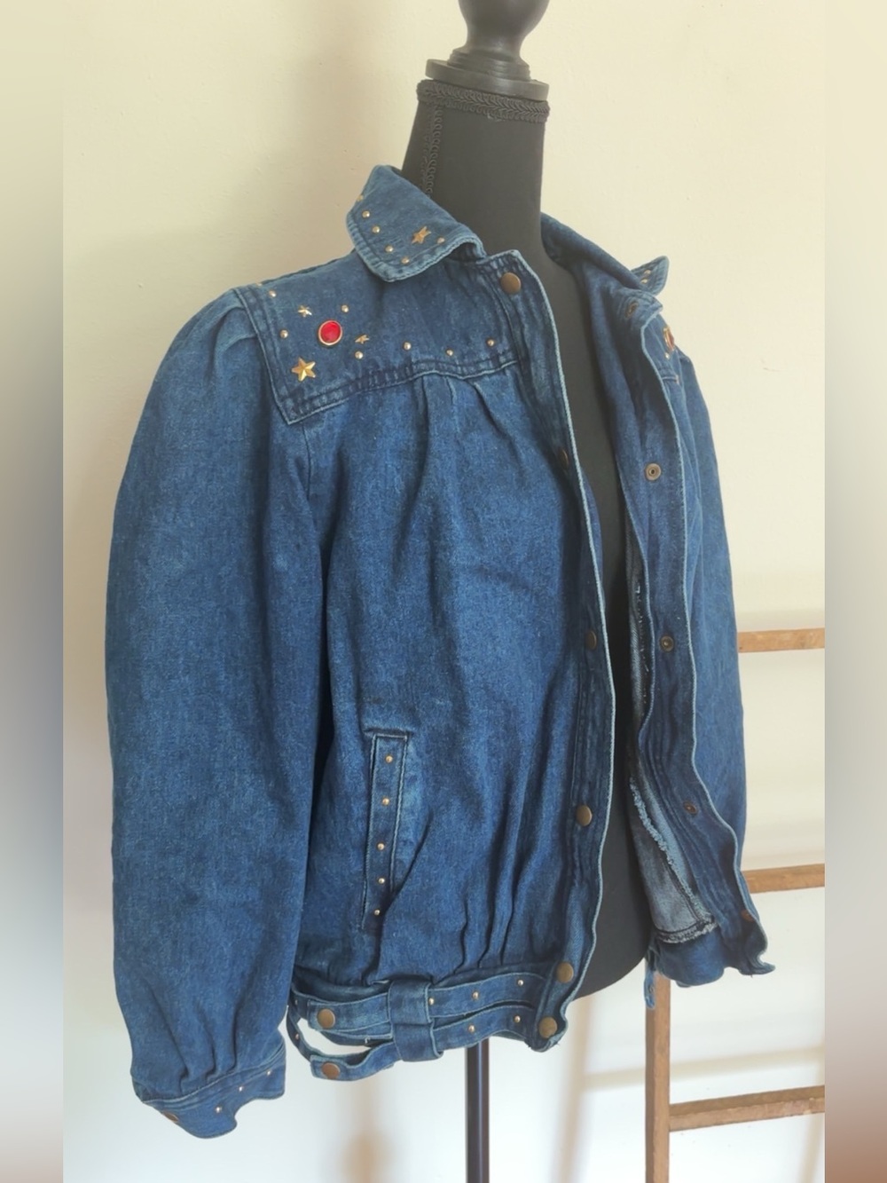 Vintage 1980s-1990s studded denim jacket